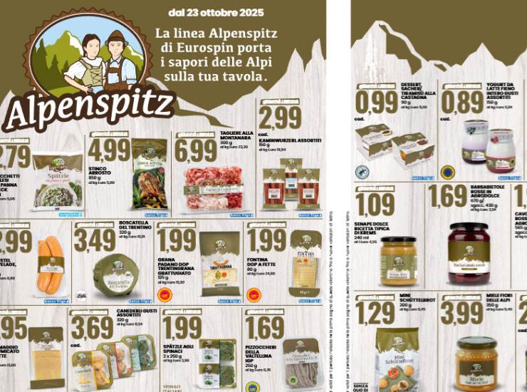 La linea dei prodotti Alpenspitz di Eurospin - Piemontetopnews.it